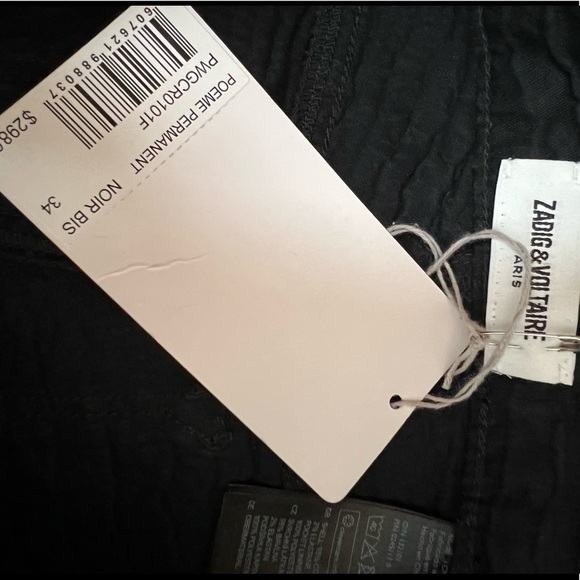 NWT ZADIG & VOLTAIRE Textured Tiger Stripe Cotton Crepe Ankle Crop Slim Pants XS - Picture 5 of 6